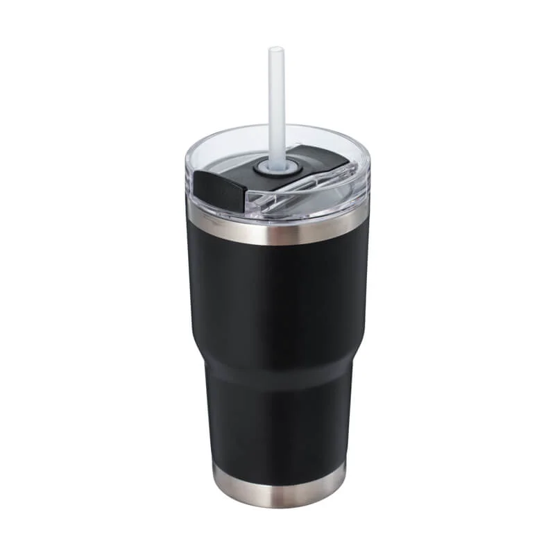 Stylish Insulated Coffee Tumbler with Lid and Straw 01740A Casual
