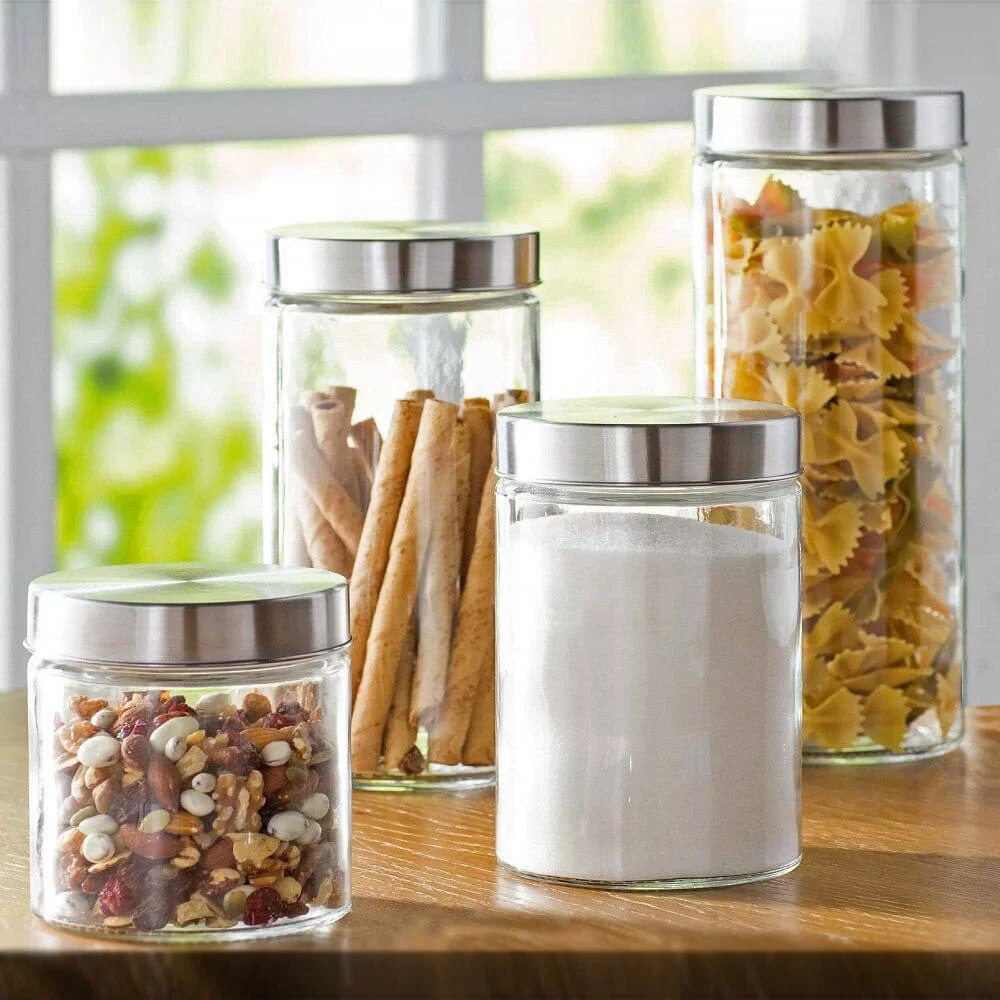 Exceptional Glass Canister with Lid 4 sizes Secure