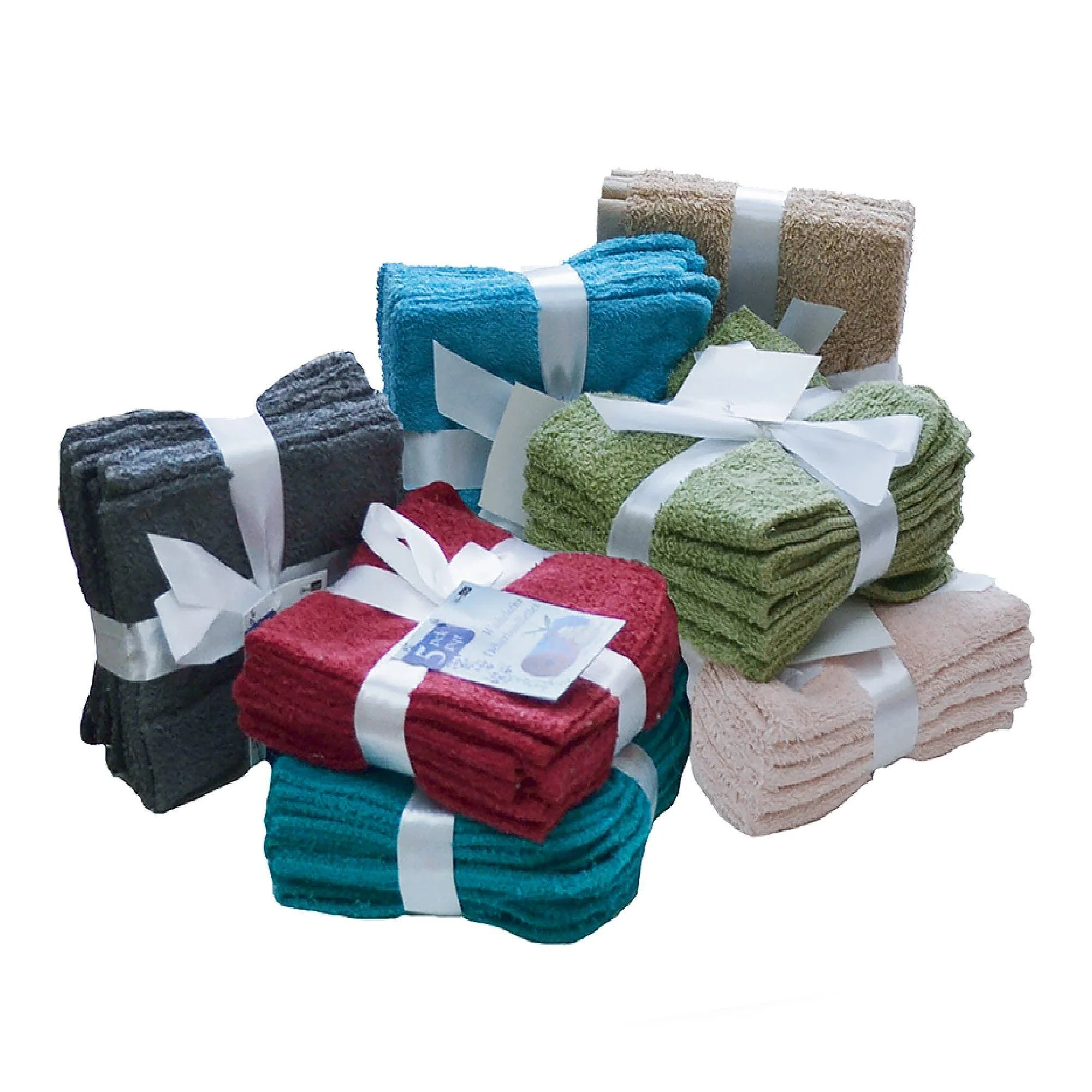 Easy-to-Use A Set of 5 Solid Colour Face Cloths Functional