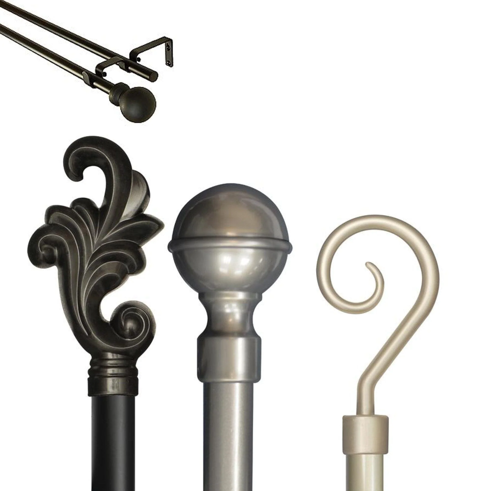 Contemporary PLASTIC DOUBLE FINIAL POLE SET Organic