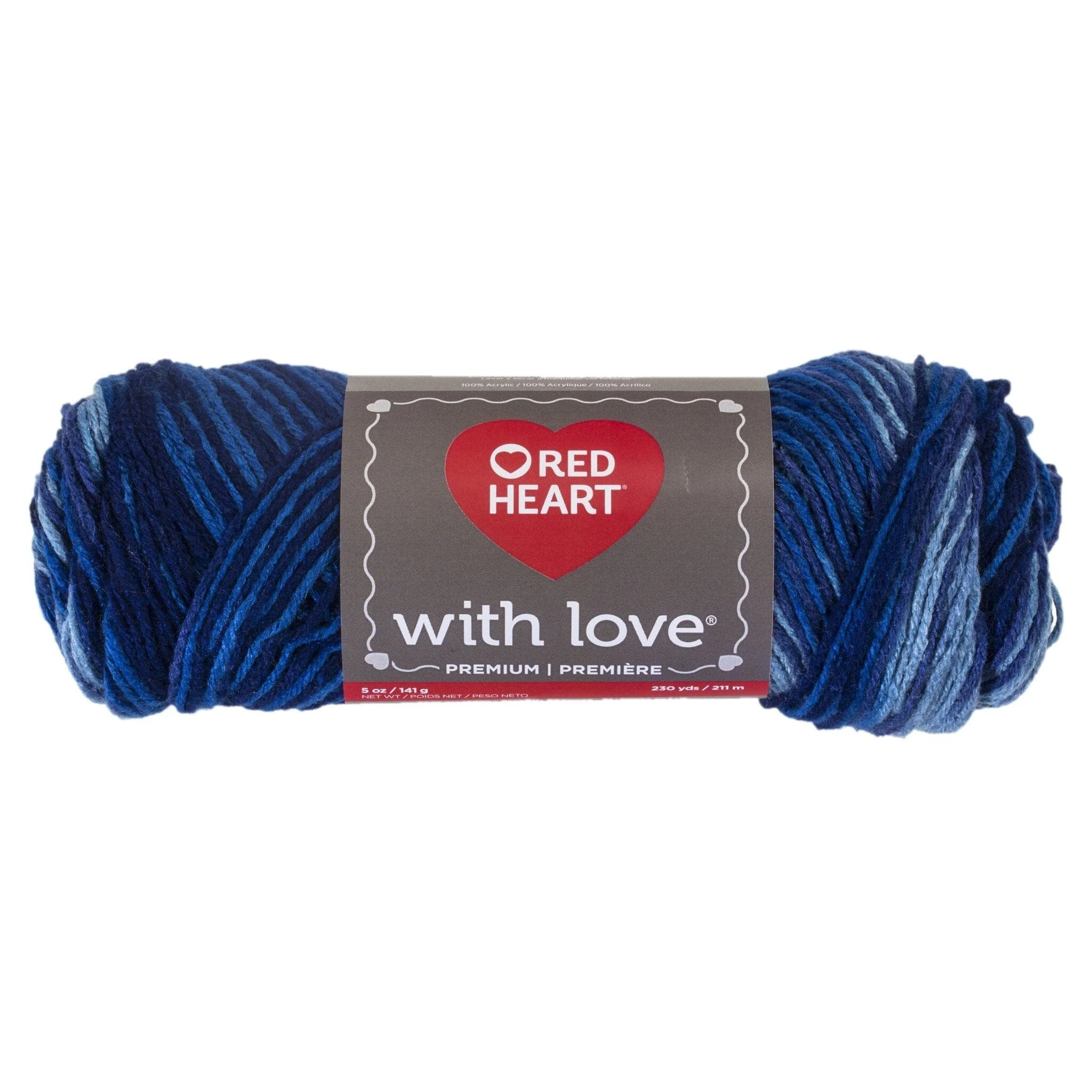 World-Class Red Heart With Love 198g Deep Blues Functional