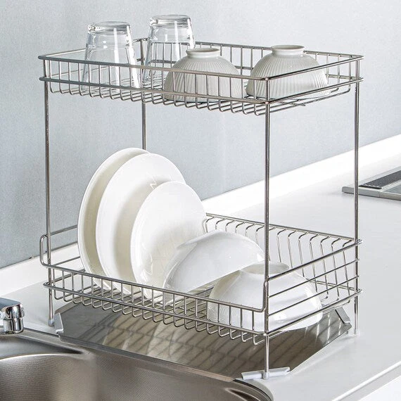 Environmentally Friendly STAINLESS DISH DRAINER 2TIER-SLIM SUS Casual