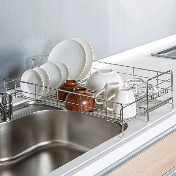 Easy-to-Use EXTENDABLE STAINLESS DISH DRAINER 1TIER SUS Elegant