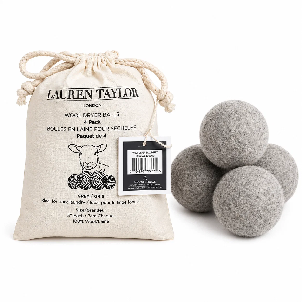 Minimalist Wool Dryer Balls 4pk Grey Solid