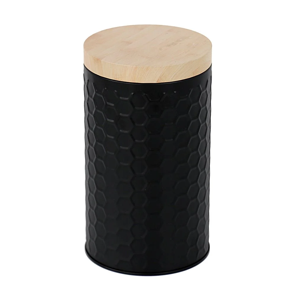 Authentic Cylinder Metal Tin Box with Bamboo Lid Assorted Colors Elegant