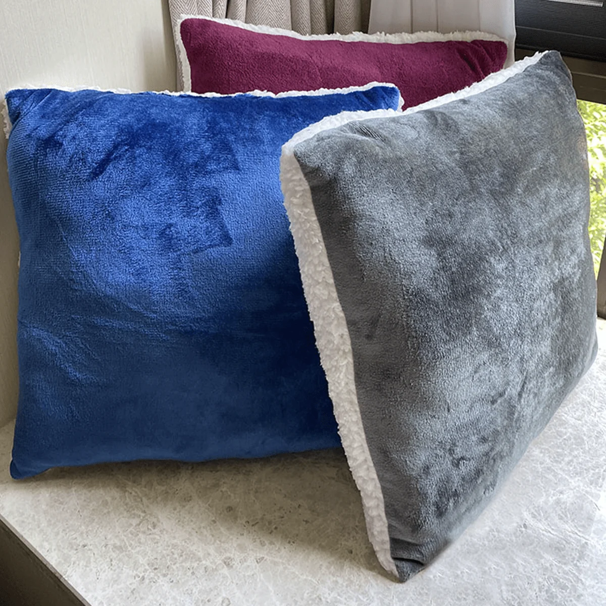 Trendy Drake Velour Reverse to Sherpa Cushion Assorted Colors Relaxed