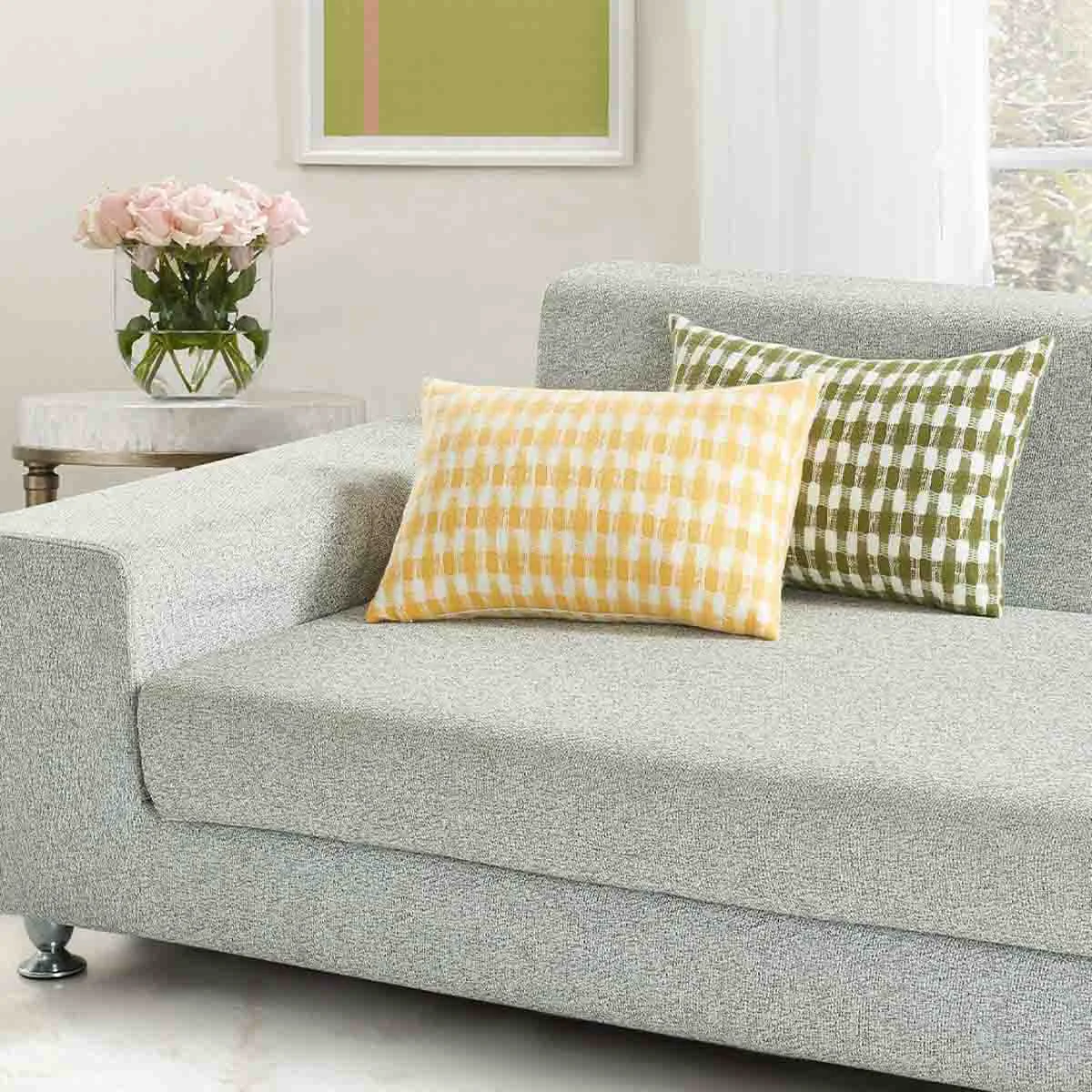 Quality Odette Woven Interlocking Check Cushion Clean