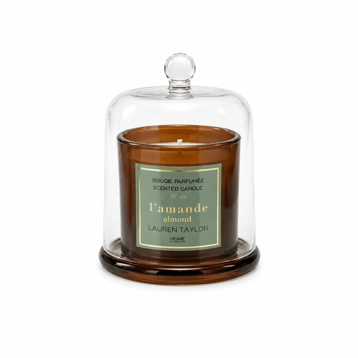 Certified Almond Scented Candle with Glass Cloche Comfortable