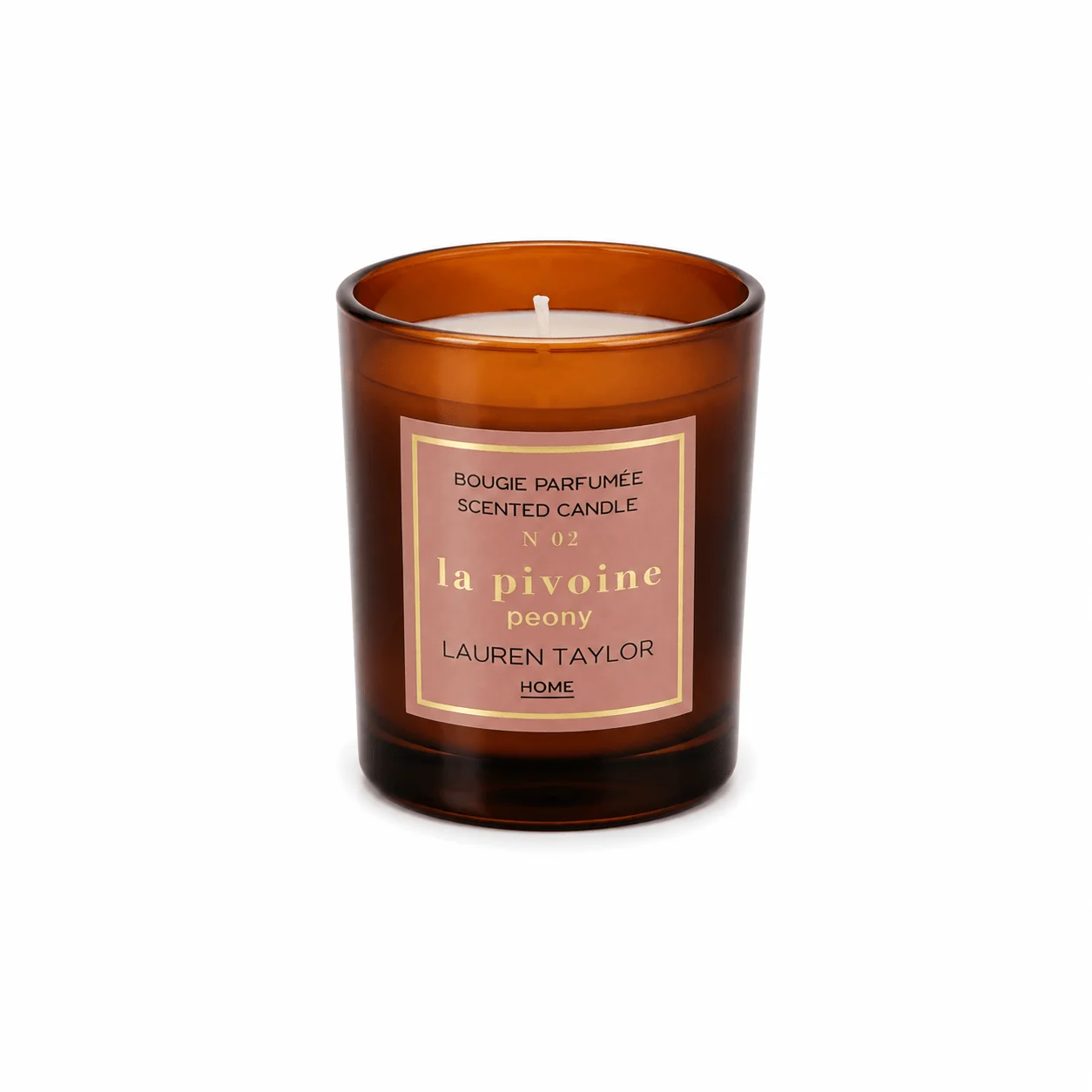 Trendy Peony Scented Candle in Amber Glass Fashionable