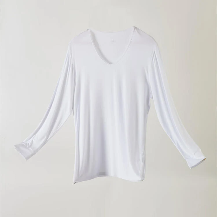 Comfortable MEN MODAL LYCRA VNECK LONG WH XL Natural