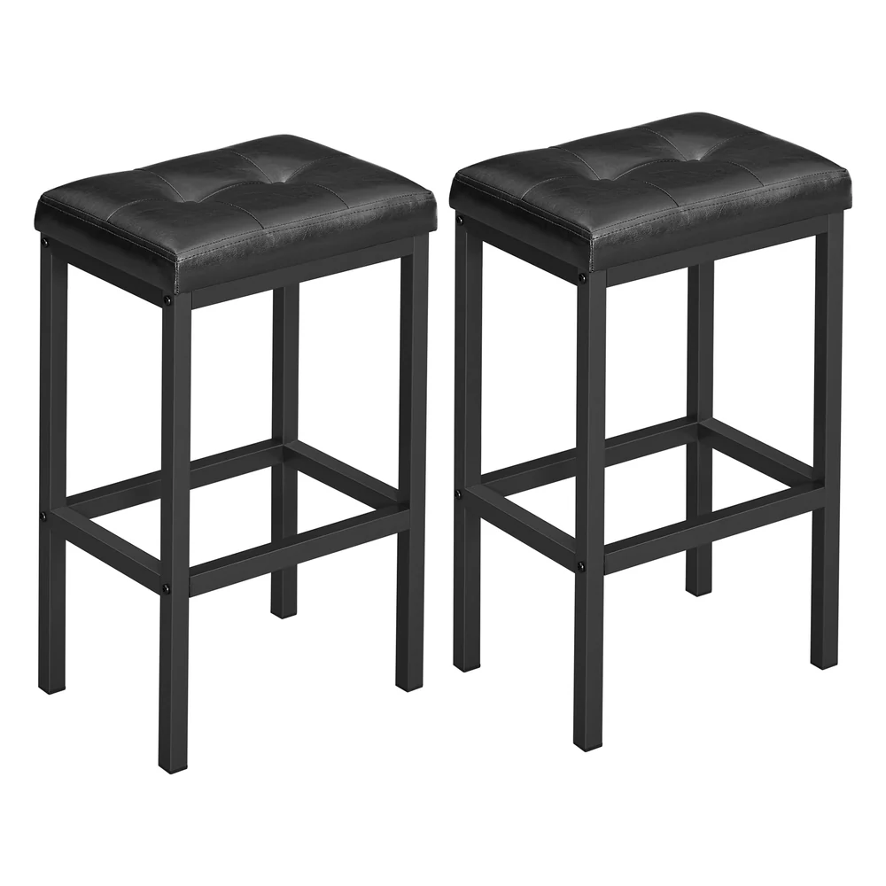 Unique VASAGLE Set of 2 PU Upholstered Breakfast Stools Modern