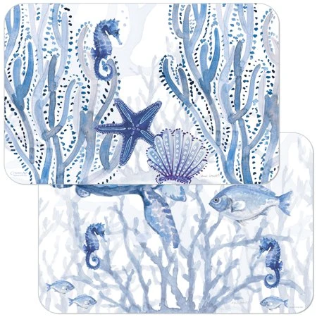 Clean REVERSIBLE PLACEMAT INDIGO COASTAL Excellent