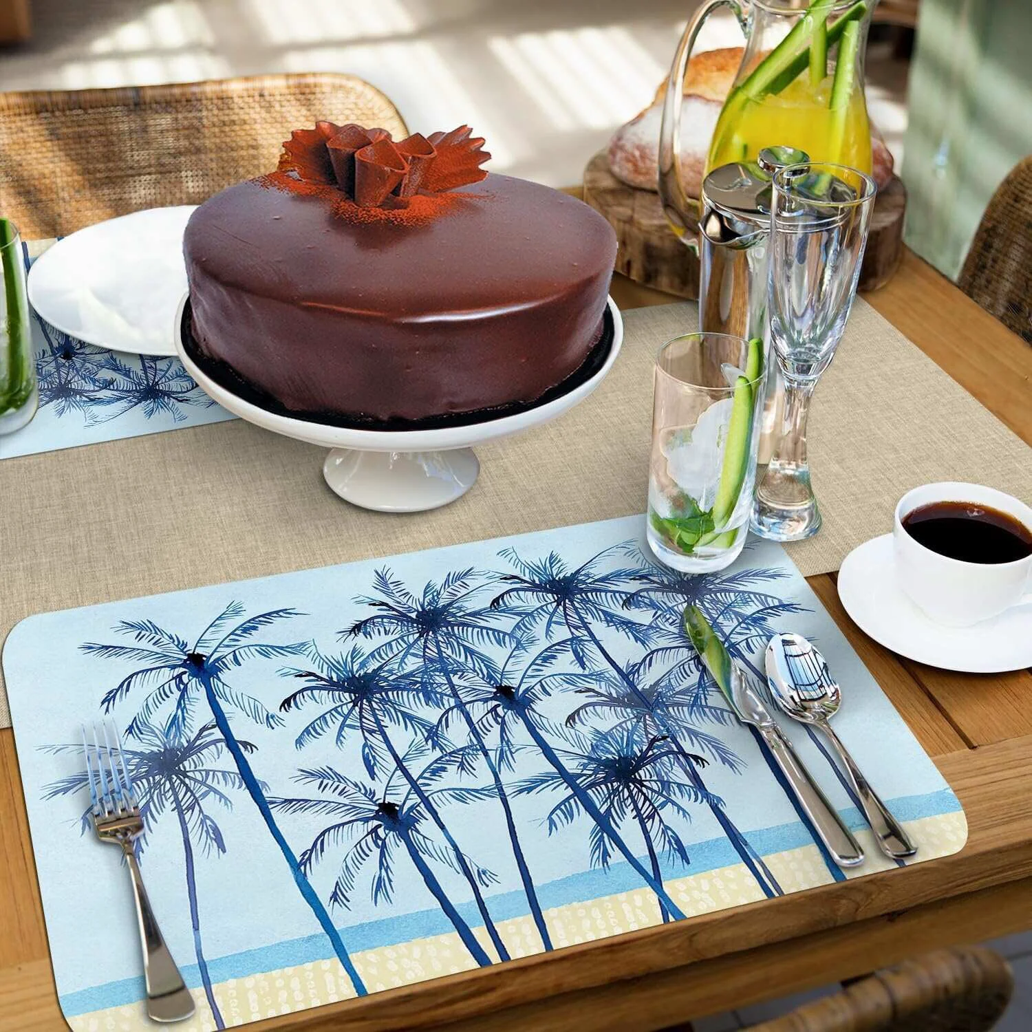 Unique REVERSIBLE PLACEMAT LAGUNA PALMS Solid