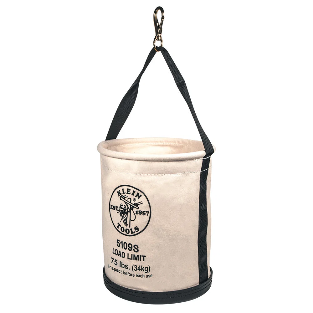Solid Klein Canvas Bucket Straight Wall with Swivel Snap 12-Inch 5109S Detailed