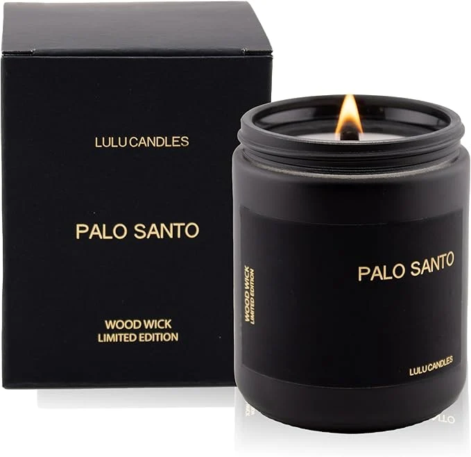 Minimalist Lulu Candles Palo Santo Wood Wick Luxury Scented Soy Jar Candle Hand Official