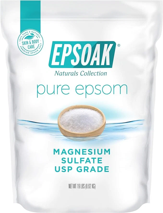 Environmentally Friendly Epsoak Epsom Salt 19 lb. Magnesium Sulfate USP. Resealable Epsom Salt Bag Refined