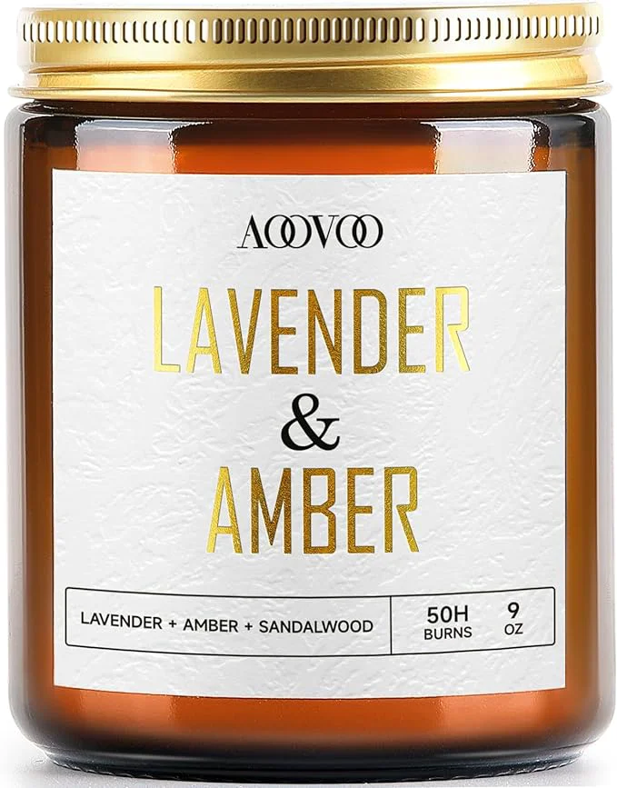 Versatile AOOVOO Lavender Amber Candles – 9 oz Scented Candles Expertly Made