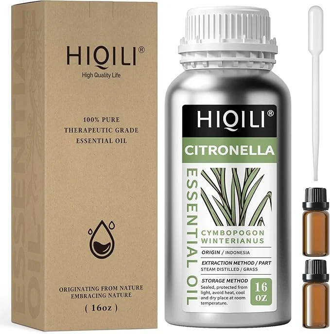 Official HIQILI 16 Fl Oz Citronella Oil for Homemade Sprays Add to Diffuser Pure Versatile