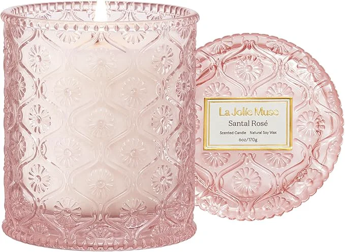 Durable LA JOLIE MUSE Santal Rose Scented Candle – Saffron Rose Leather 6 oz Organic