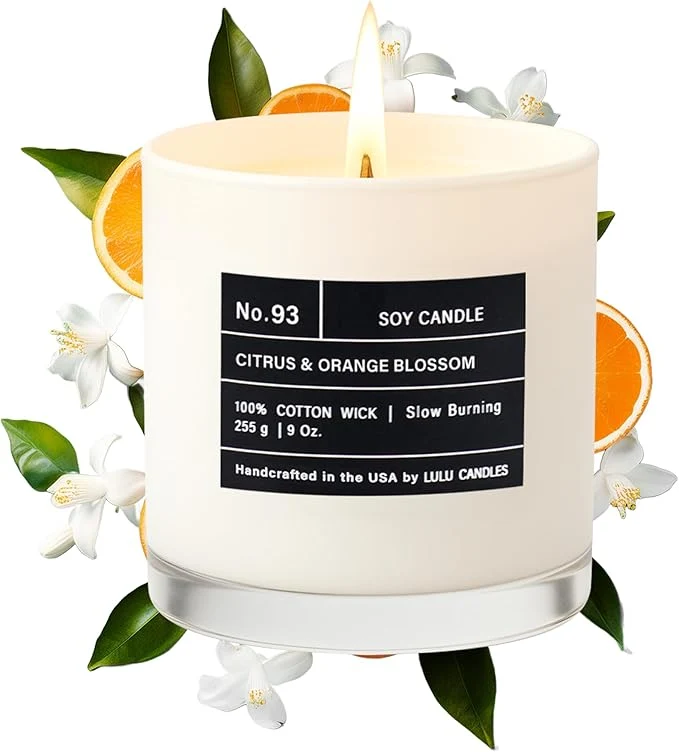 Unique Lulu Candles Citrus Orange Blossom Luxury Scented Soy Jar Candle Hand Premium