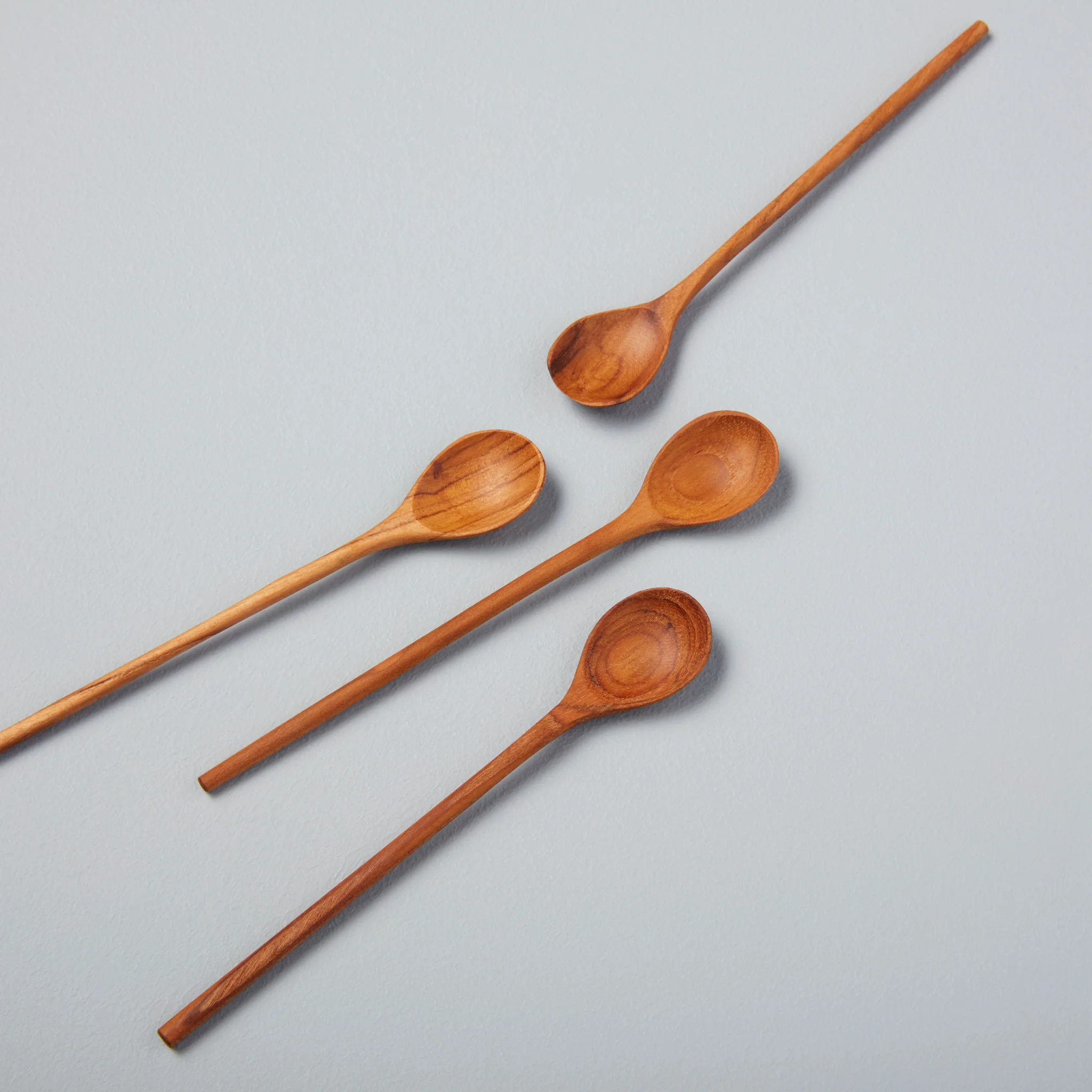 Contemporary Teak Thin Spoons Medium Set of 4 Breathable