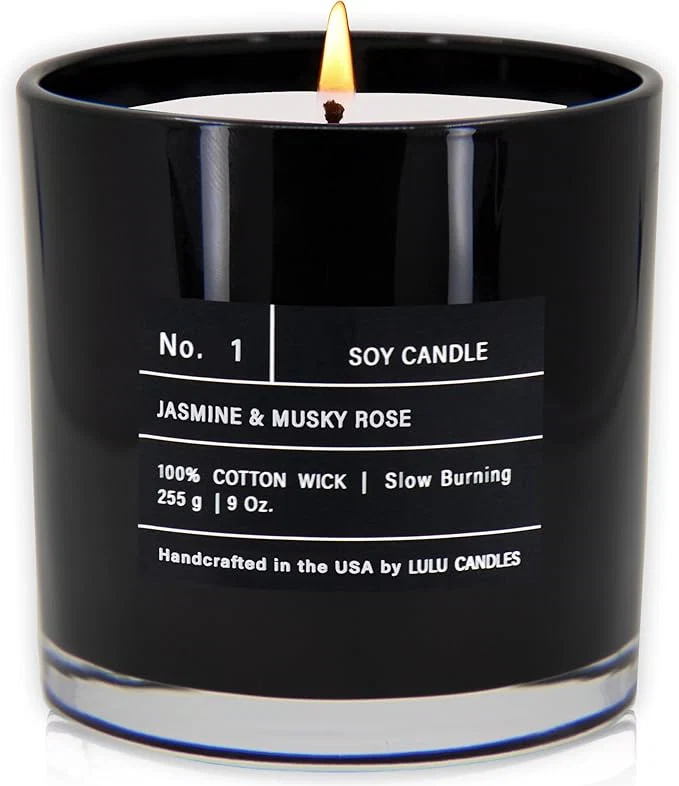Detailed Lulu Candles Jasmine Musky Rose Luxury Scented Soy Jar Candle Hand Certified