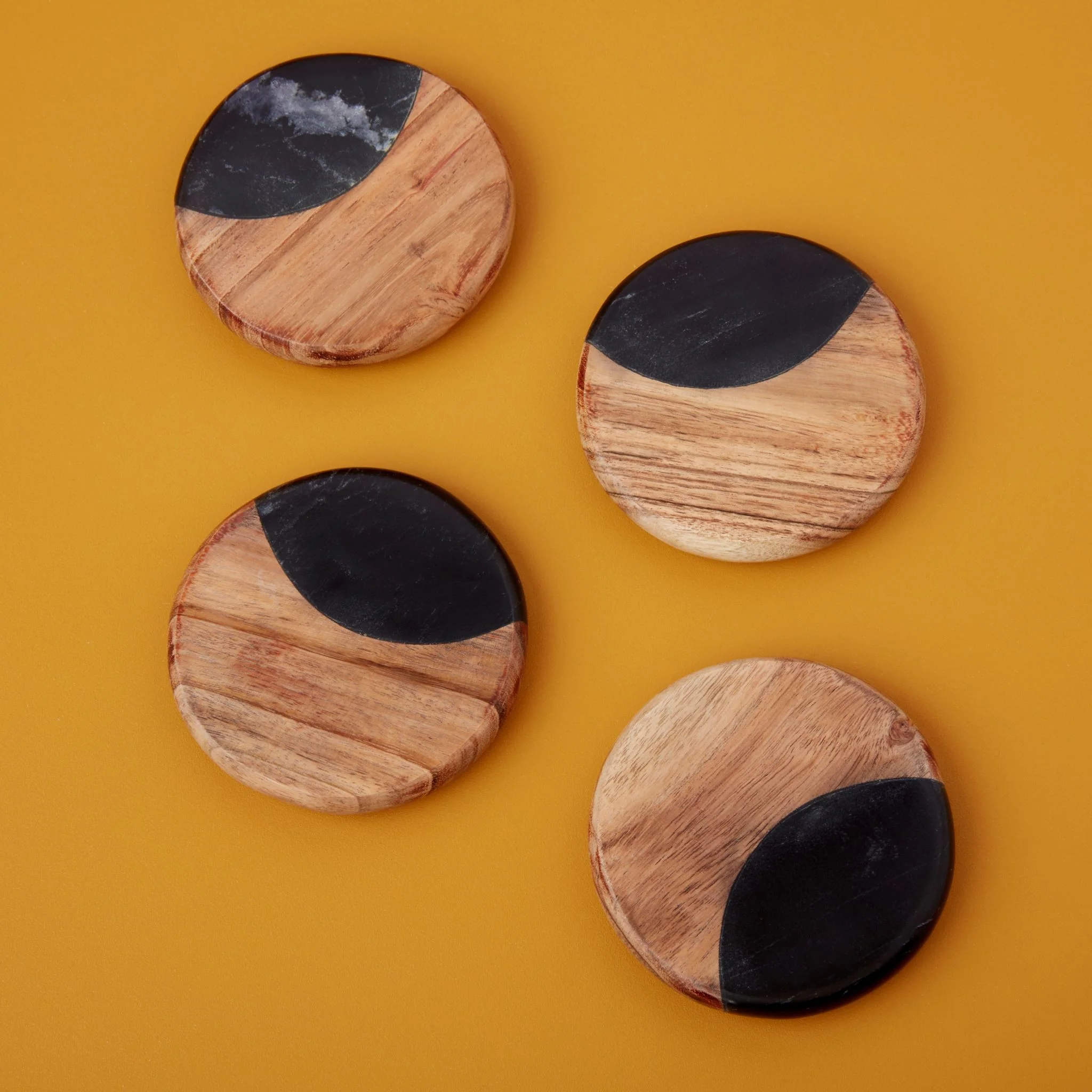Quality Helena Black Marble Round Coasters Set of 4 World-Class