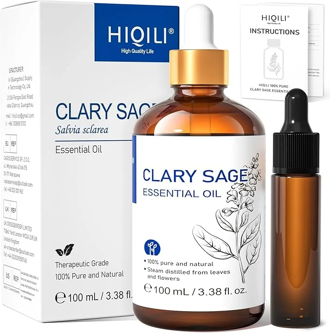 Elegant HIQILI Clary Sage Oil Essential Herbal Sooth Aroma in Diffuse Meditation Refined