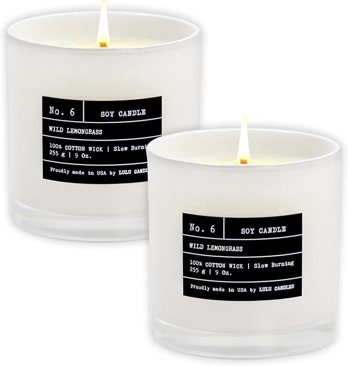 Solid Lulu Candles Wild Lemongrass Luxury Scented Soy Jar Candle Hand Poured in Fashionable