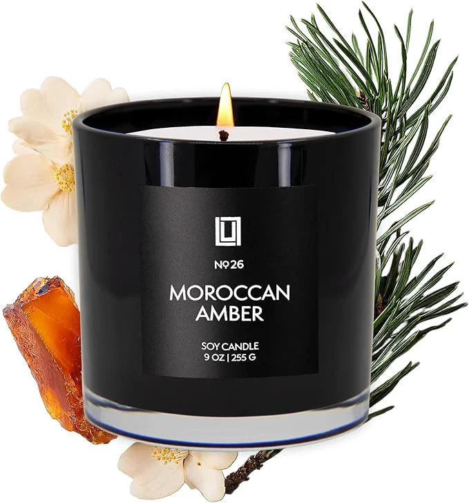 Eco-Friendly Lulu Candles Moroccan Amber Smells Musky Floral Luxury Scented Soy Jar Modern