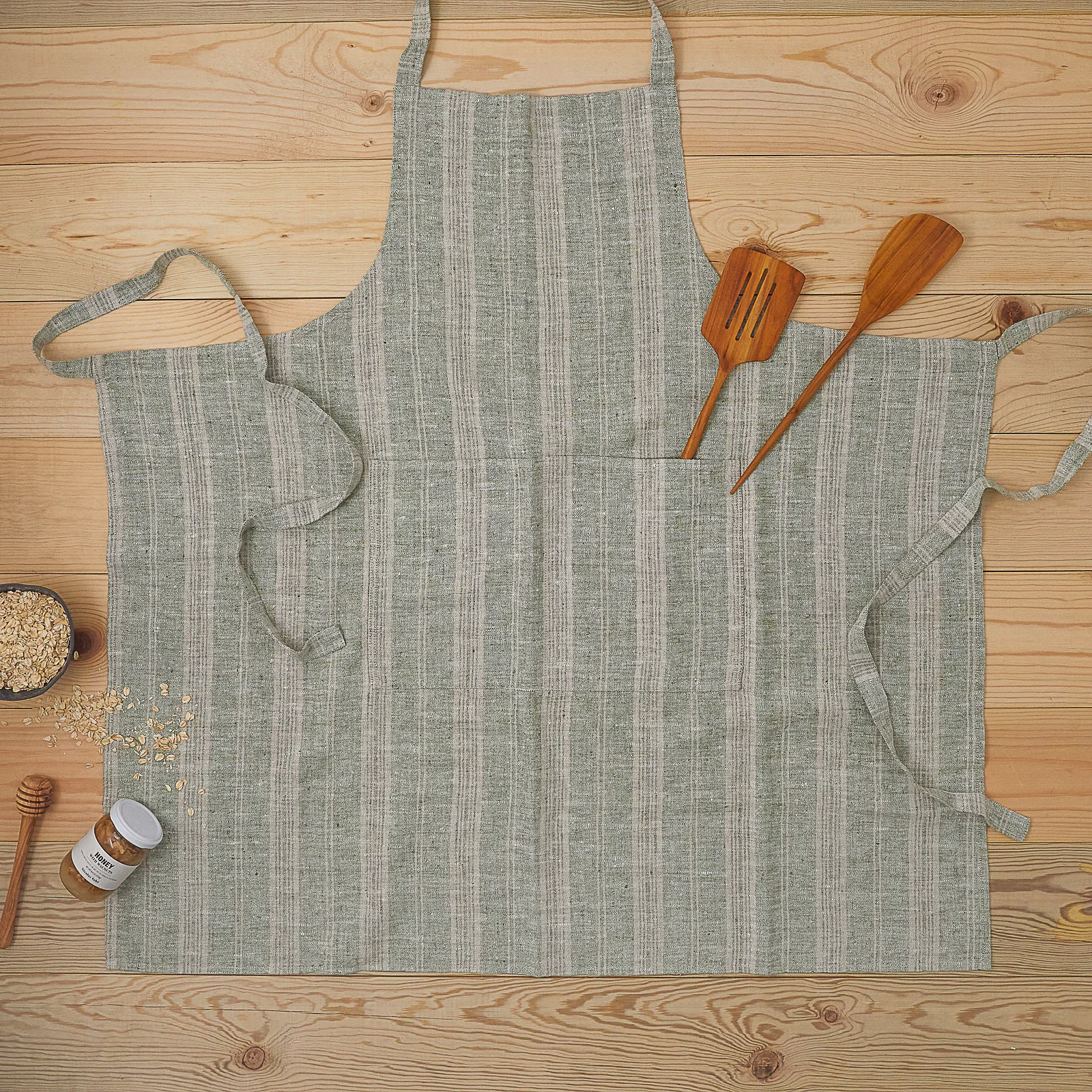 Crafted Multistripe Apron Forest Green Breathable