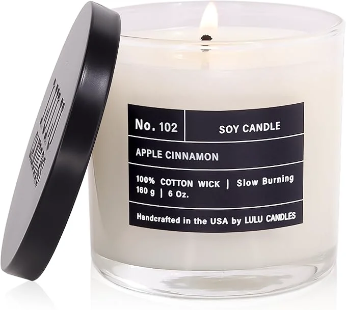 Lulu Candles Apple Cinnamon Luxury Scented Soy Jar Candle Hand Poured in Trendy