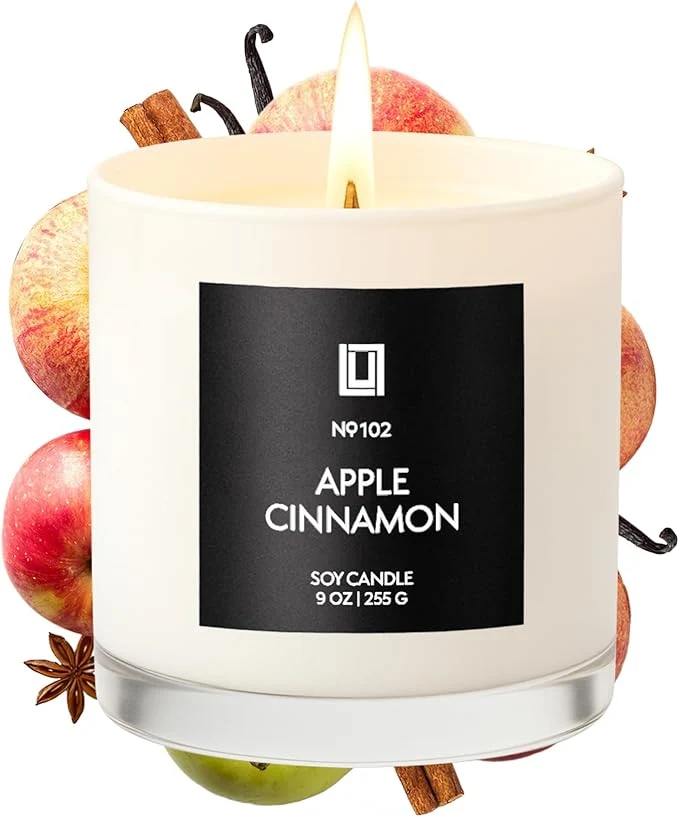 Convenient Lulu Candles Apple Cinnamon Luxury Scented Soy Jar Candle Hand Poured in Contemporary