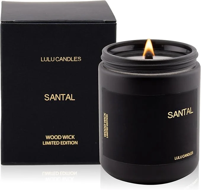 Reusable Lulu Candles Santal Wood Wick Luxury Scented Soy Jar Candle Hand Poured Premium