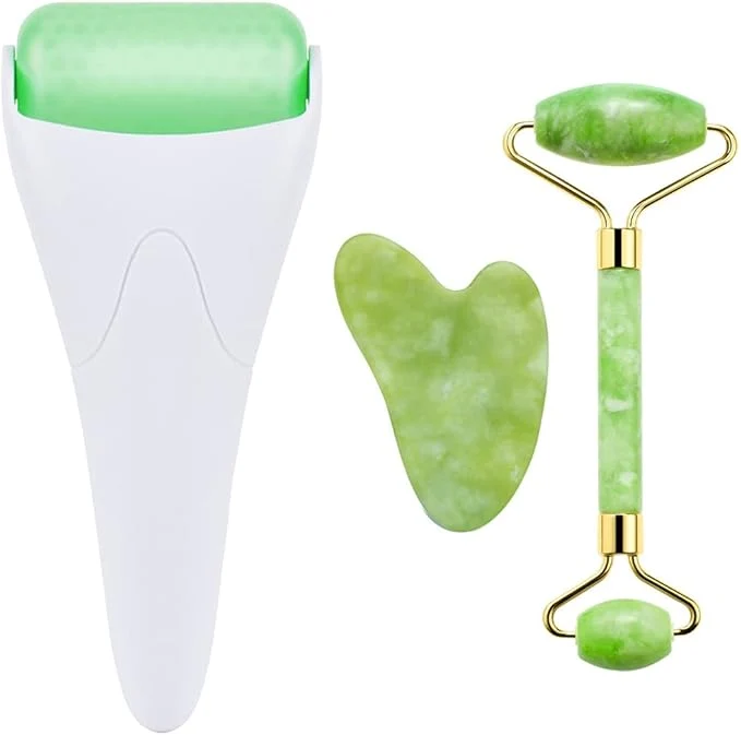 Verified AECW 3-in-1 Natural Jade Roller and Gua Sha Set Classic