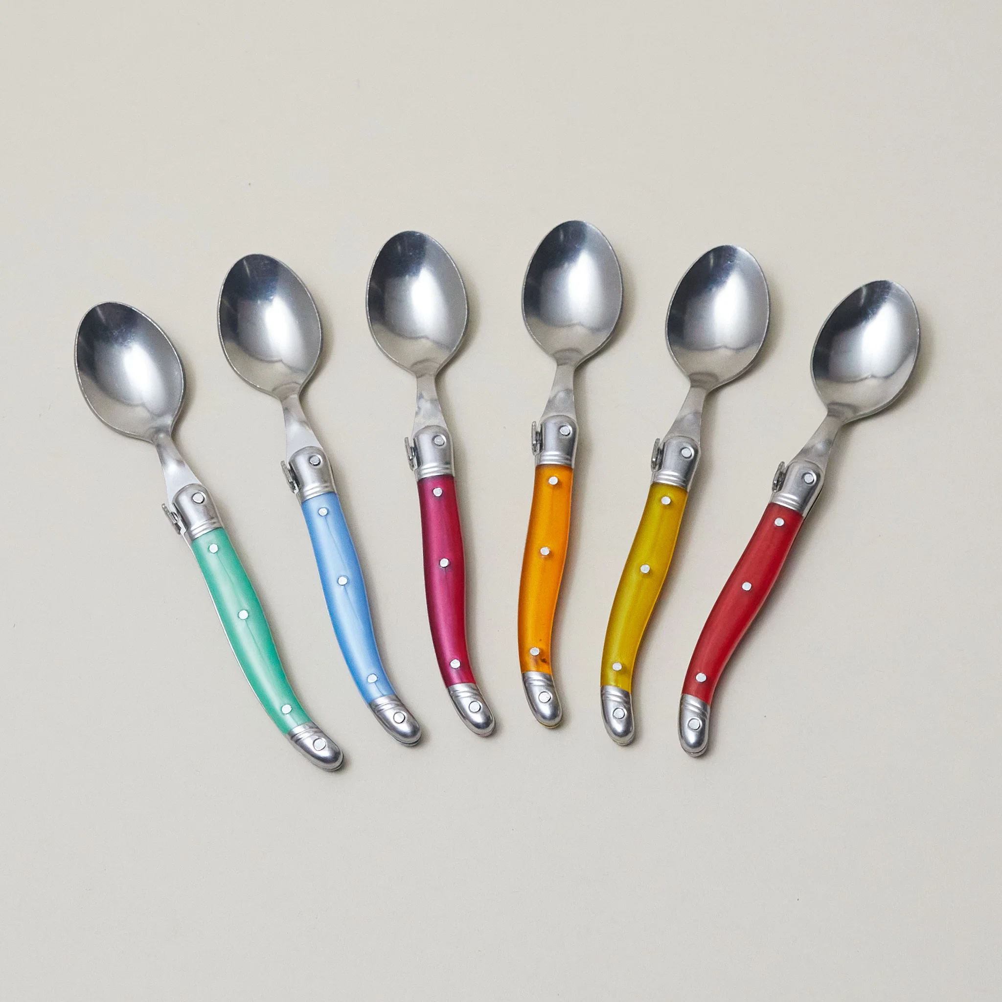 Proven Set of 6 Laguiole Rainbow Teaspoons Quality
