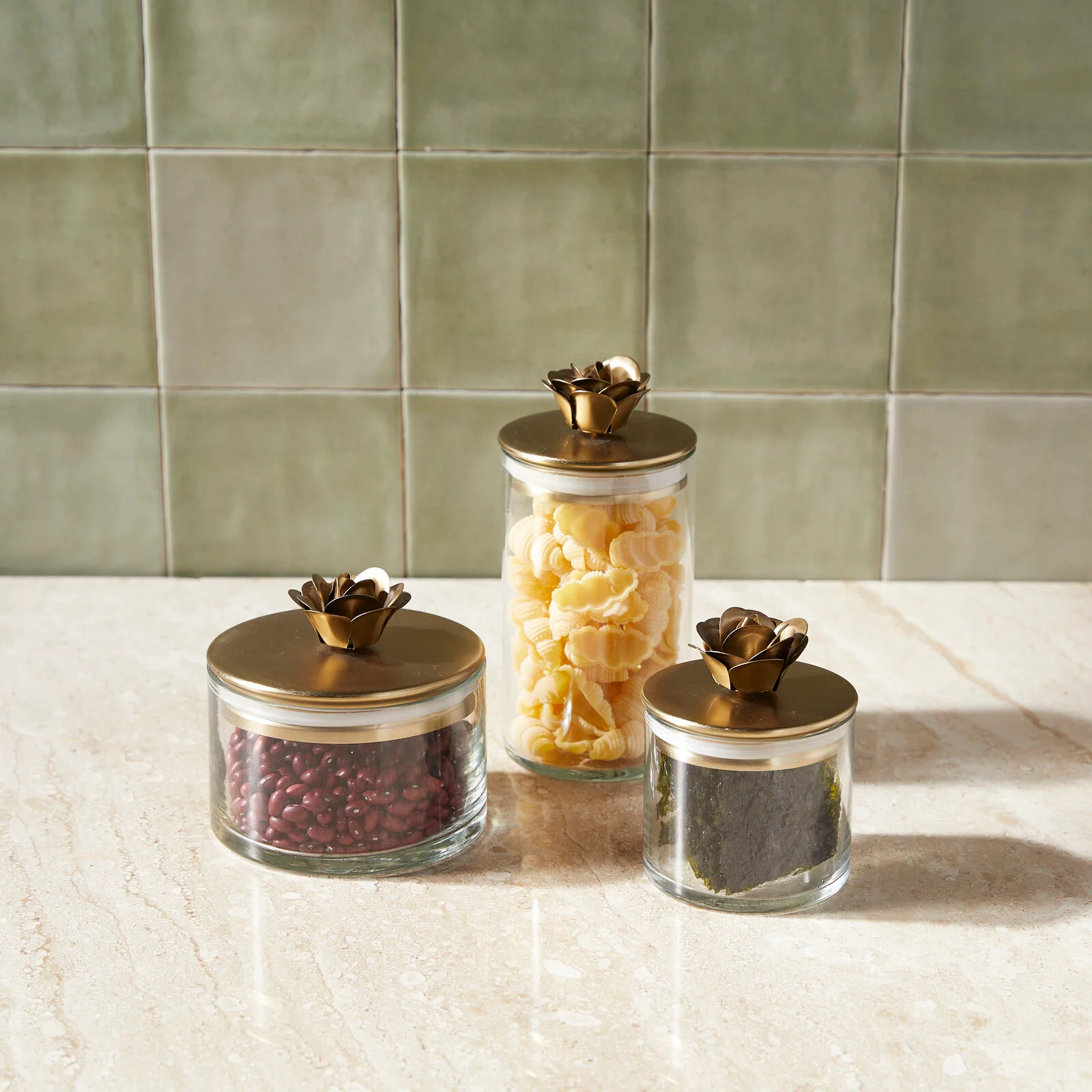 Elite Rose Botanical Canister Set of 3 High-Grade