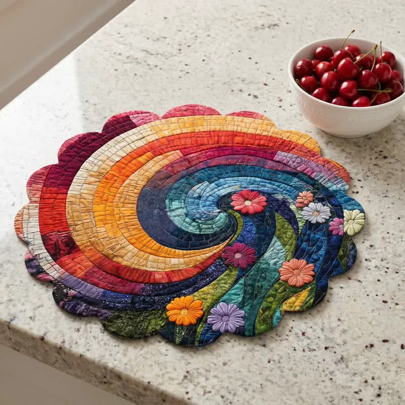 Environmentally Friendly Ownkoti Rainbow Swirl Boho Polyester Placemat Superior