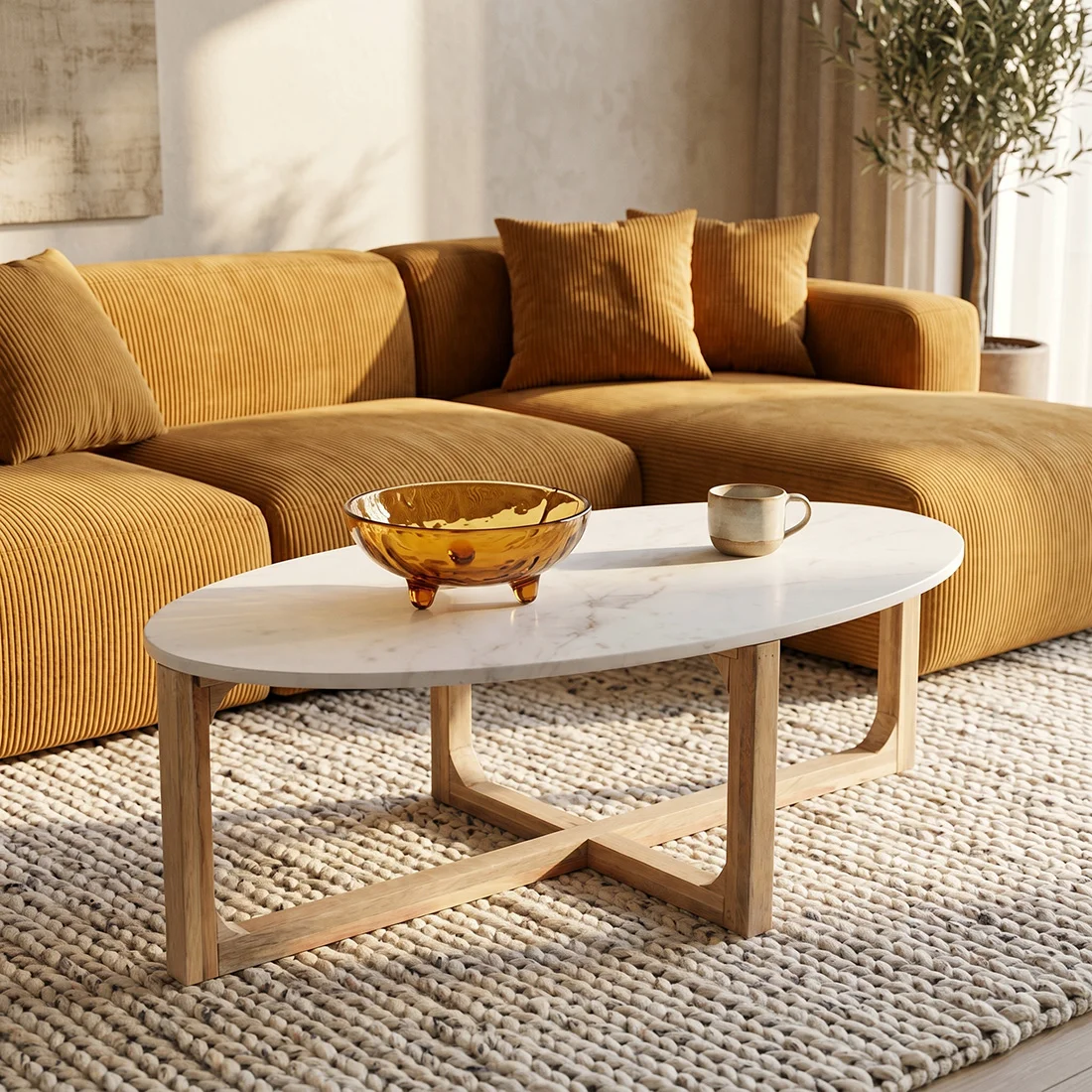 Quality Marmeren salontafel ovaal wit Versatile