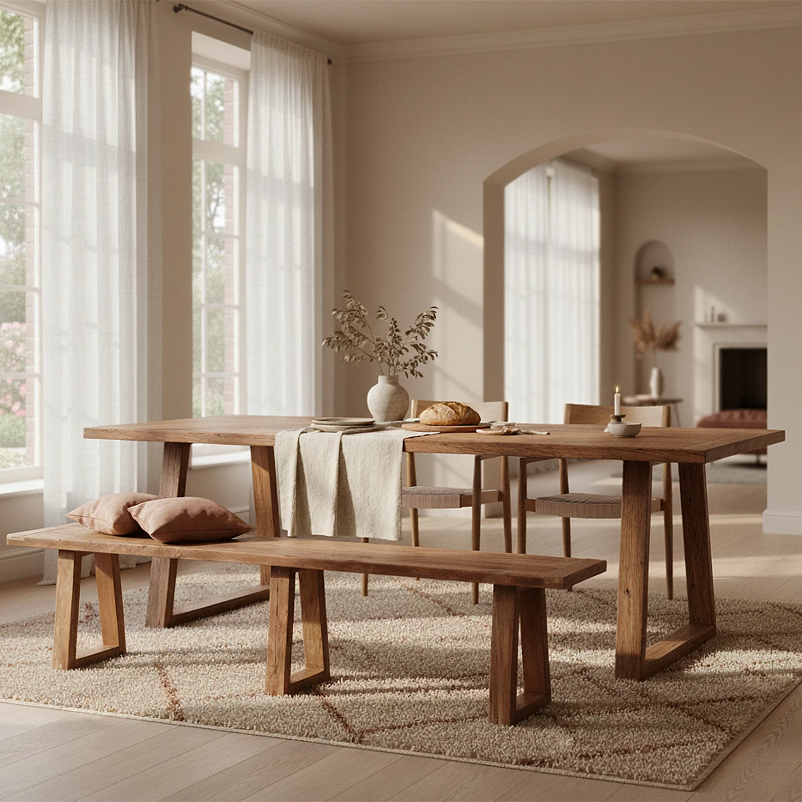 Luxury Farmwood eetkamerbank Relaxed