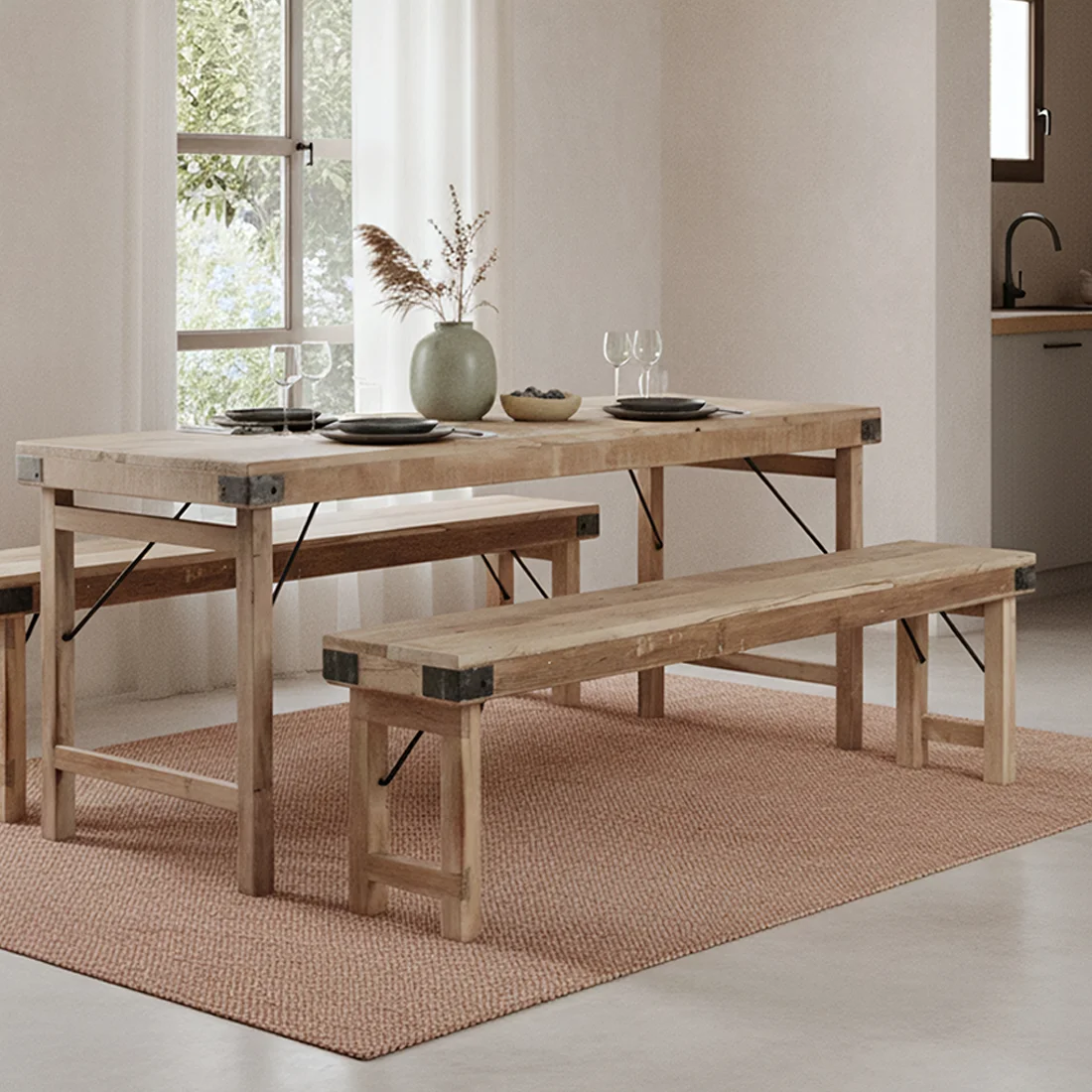 Easy-to-Use Limewash inklapbaar bankje 160 cm Trendy