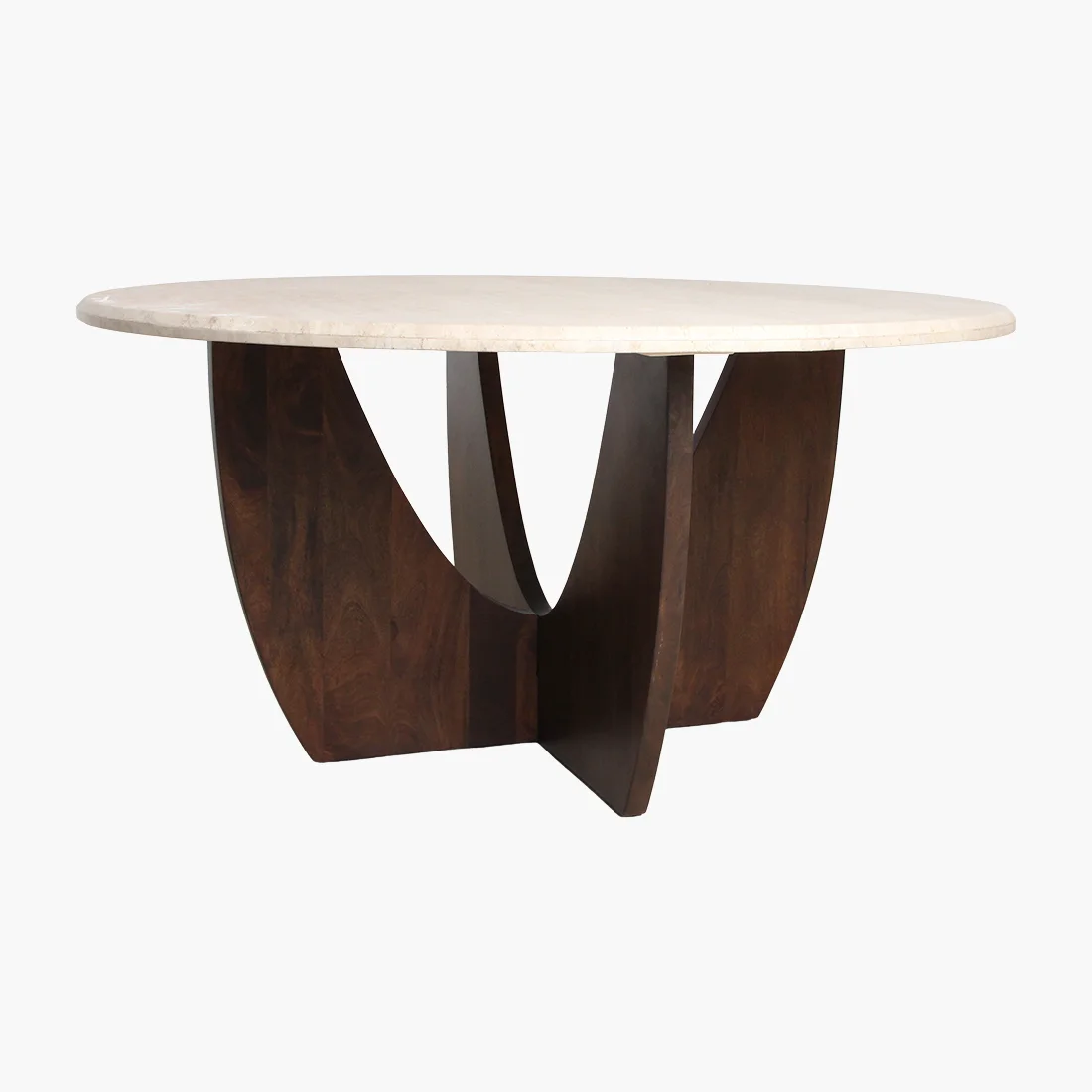Trendy Travertin ronde eettafel bruin onderstel 120cm High-Quality