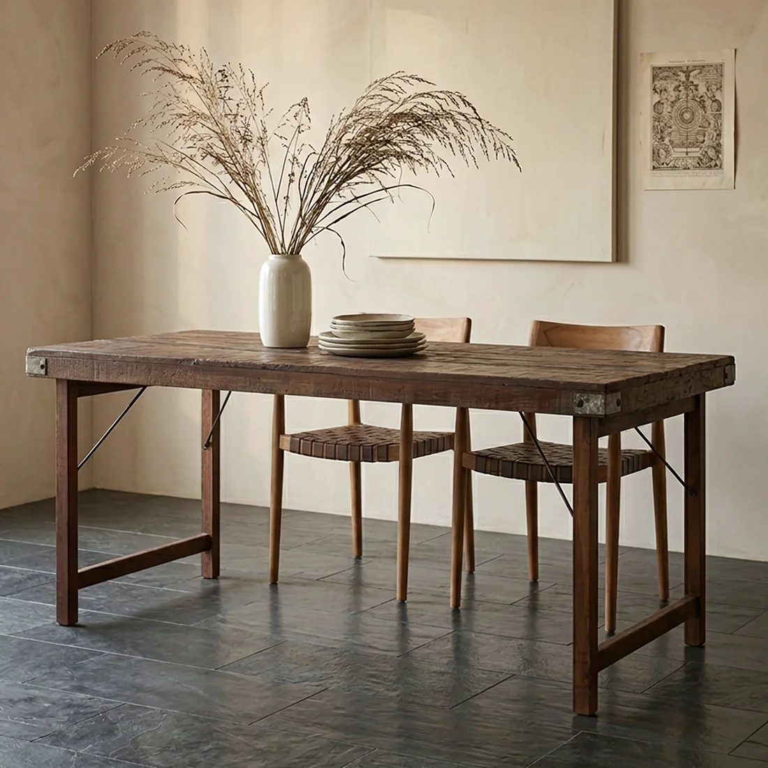 Comfortable Eettafel bruin opklapbaar Detailed