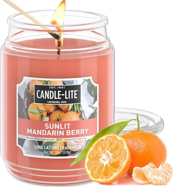 Exceptional Candle-lite Scented Candles Sunlit Mandarin Berry 18 oz Jar Proudly Poured Traditional