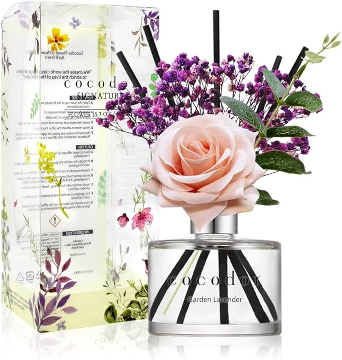 Advanced COCODOR Rose Reed Diffuser Set 6.7oz Garden Lavender Scent Diffuser Versatile