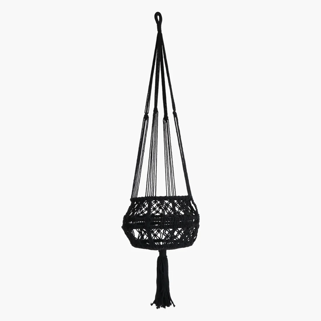 Minimalist Macramé plantenhanger XL zwart Luxury