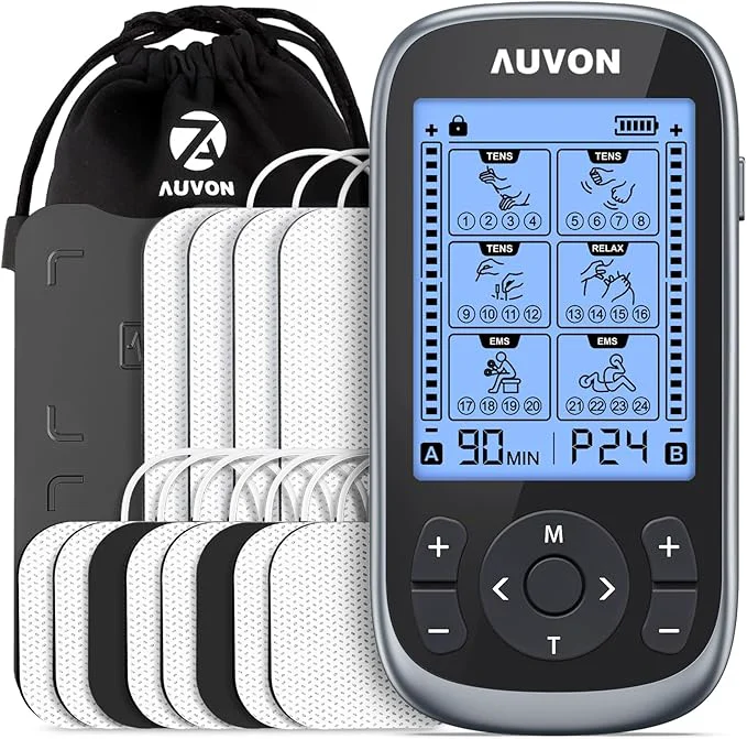 Refined AUVON 3-in-1 TENS Unit Muscle Stimulator EMS Massage Machine Minimalist