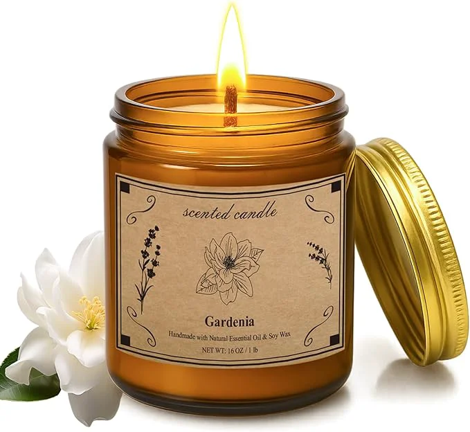 Refined Scented Candles for Home 16oz Soy Wax Candle 100 Hour Burn Time Gardenia Easy-to-Use