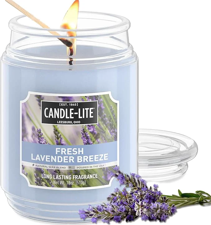 Elite Candle-lite Scented Candles Fresh Lavender Breeze 18 oz Jar Proudly Poured Trusted