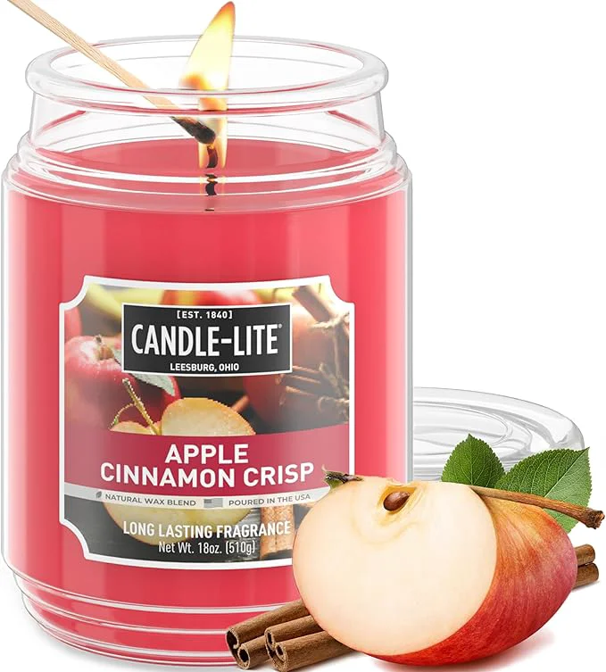 Natural Candle-lite Fall Scented Candles Apple Cinnamon Crisp 18 oz Jar Proudly Smooth